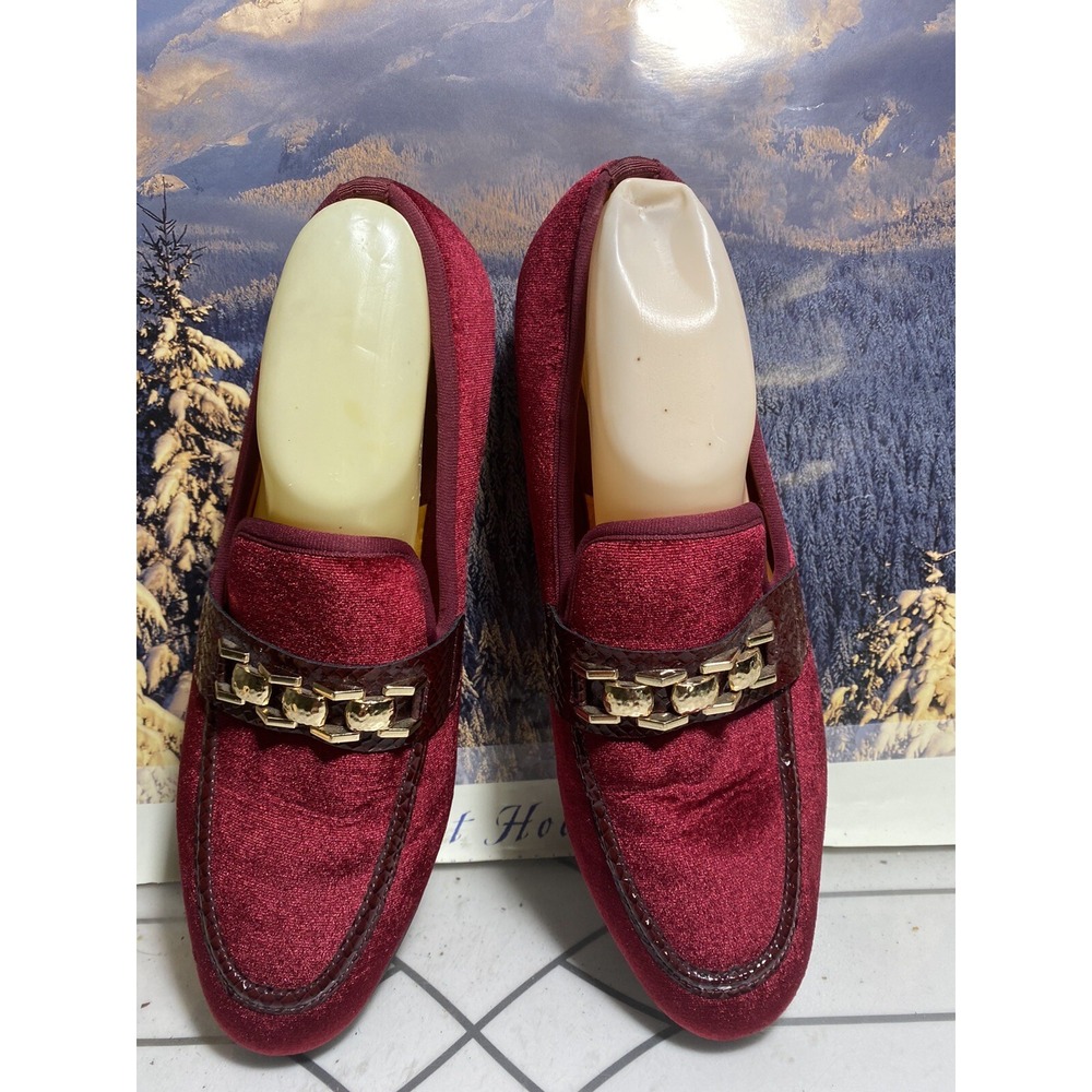 XQWFH Men's Velvet Loafers,Mens Dress Shoes with Gold Chain, Slip On Flats...